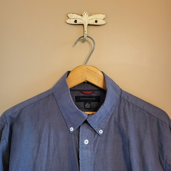 Tommy Hilfiger. Long sleeve button down shirt. Grey. L - Picture 1 of 6